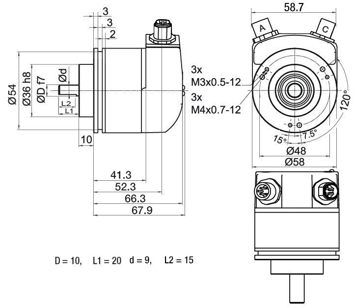 Drehgeber WDGE58B Stecker - Encoder WDGE58B connector