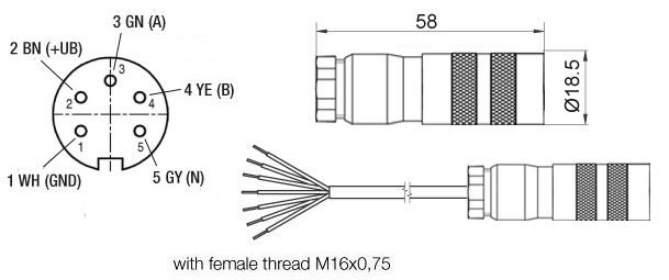 Z KD567 female connector encoder