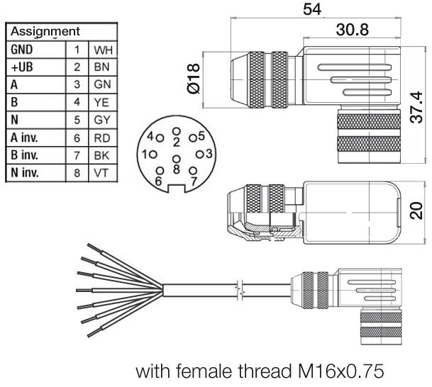 Z KDA867S female connector encoder Z KDA867S female connector encoder