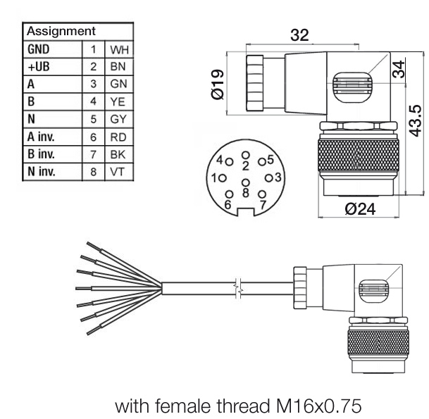 Z KDA867 encoder female connector